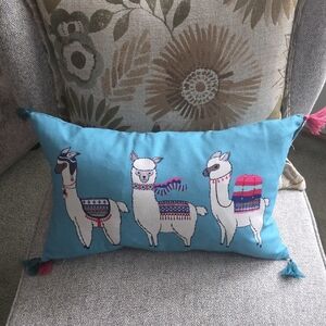 Blue Llama Decorative Pillow